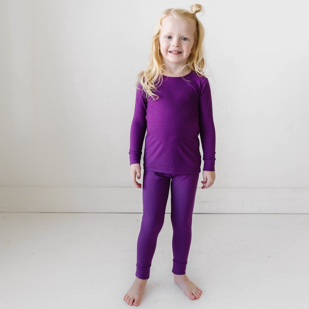 NWT RETIRED Little Sleepies Amethyst Ribbed two piece pajamas, size 12/14